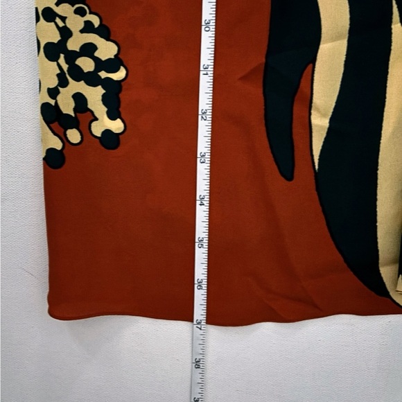 Johanna Ortiz CAPTIVATING STYLE SILK MIDI SKIRT IN RUST & TURQUOISE SZ 0 - Picture 8 of 14